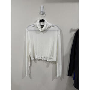 White Ribbed Turtleneck Long Sleeve Top - Size 2XL